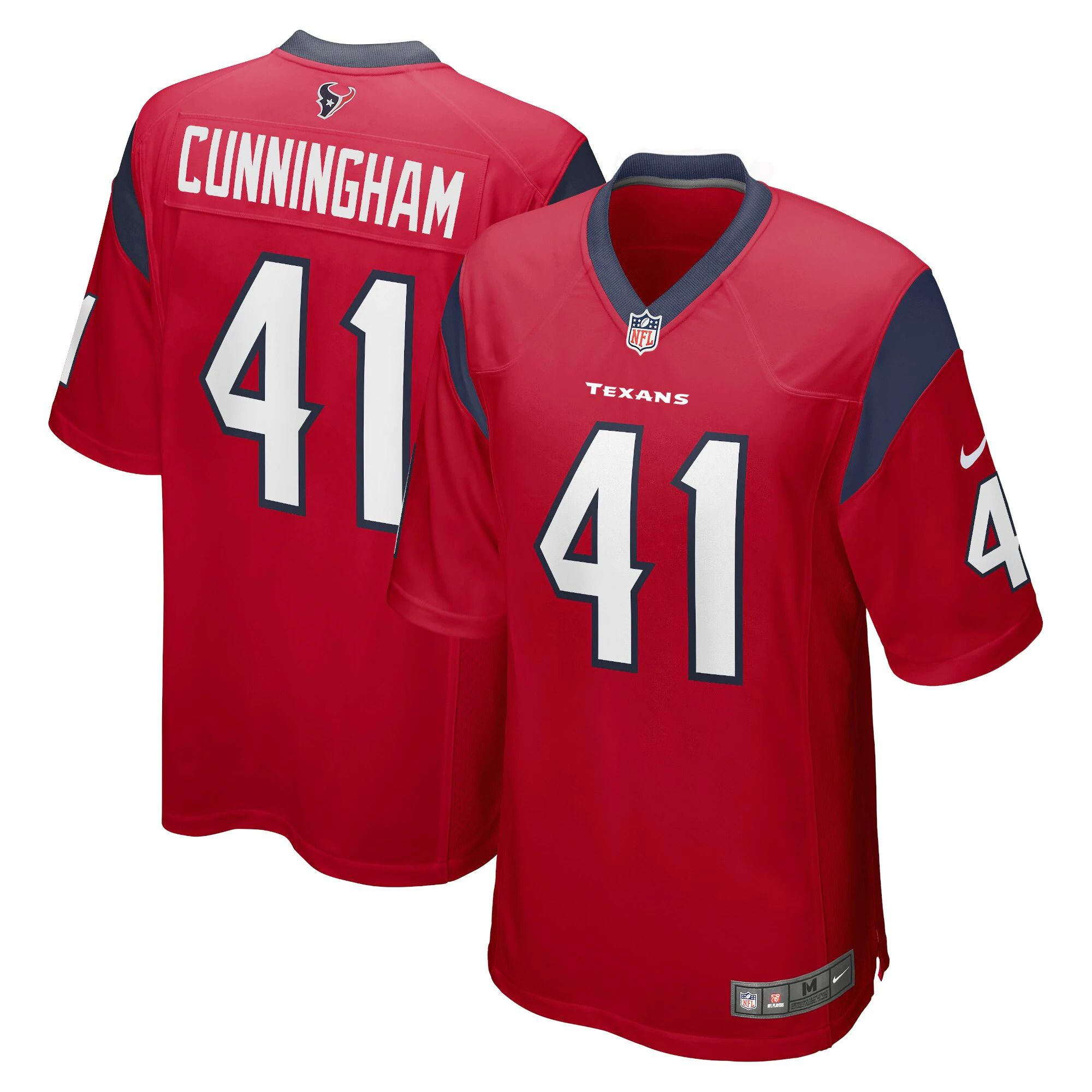 Men Houston Texans #41 Zach Cunningham Nike Red Game NFL Jersey
